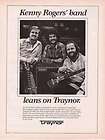1982 vintage ad kenny rogers band leans on traynor amps expedited 