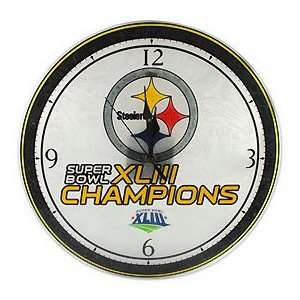   Steelers Super Bowl XLIII Champs Art Glass Clock: Sports & Outdoors