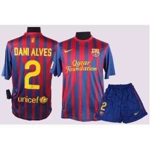  Barcelona 2012 Dani Alves Home Jersey Shirt & Shorts Size 