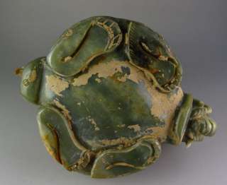 Old Chinese Jade Religion Beast Carved Teapot  