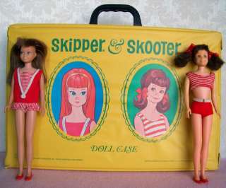 Vintage 1963 Skipper & Skooter Barbie Dolls with Case  