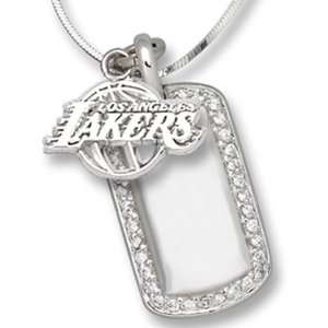  Los Angeles Lakers NBA Dog Tag Pendant Logo   Silver 