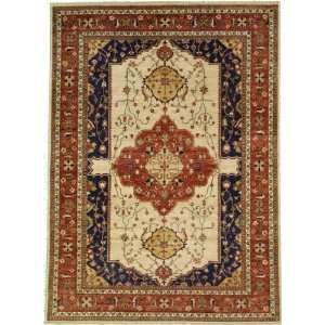  82 x 113 Ivory Hand Knotted Wool Ziegler Rug: Home 