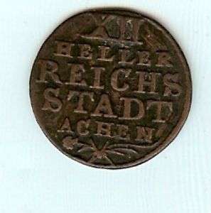 Coin, Germany, 1767, XII Heller Reichs Stadt, Achen  