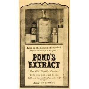 1904 Ad Ponds Extract Glass Bottle Old Family Doctor Medicine Medical 