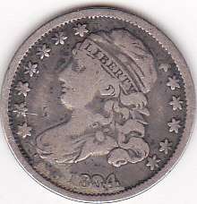 1834 BUST DIME ALL ORIGINAL LOOKING F/VF  