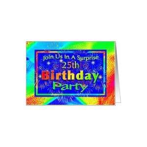  25th Surprise Birthday Party Invitations Fireworks Card 