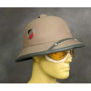 German WWII Afrikakorps Sun Helmet with Metal Badges
