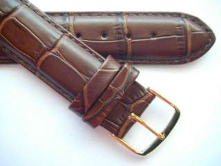 Dark brown alligator print leather quality watch band  