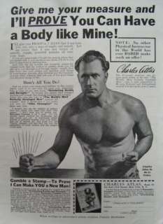 1935 CHARLES ATLAS Muscle BODY BUILDING Photo Print AD  