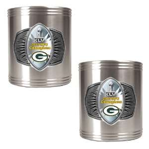  Green Bay Packers NFC Champ 2pc Stainless Steel Can Holder 