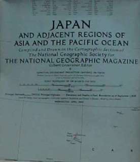 1944 Map JAPAN KOREA PHILIPPINES TAIWAN Yokohama Tokyo  
