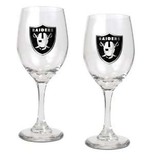  Oakland Raiders NFL 2pc Wine Glass Set   Primary Logo 