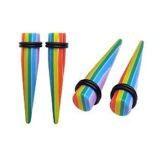 Tapers 8G, 6G Gauge Kit Rainbow Acrylic Ear Tapers Stretching Kit (4 