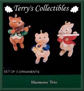 Hallmark 1992 Harmony Trio Flute Violin Horn Music Miniature Set of 3 