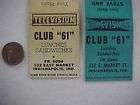 1950s Era Indianapolis Indiana Club 61 tavern bar rest​a