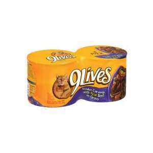  9 Lives Tender Carvings with Real Beef in Gravy Cat Food 