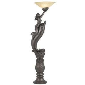  Lady & Dolphin Statue Torchiere Floor Lamp LP90621
