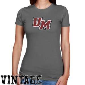  NCAA UMass Minutemen Ladies Charcoal Distressed Logo 