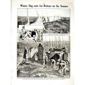  1917 WORLD WAR WINTER DUG OUTS BRITISH SOLDIERS SOMME 