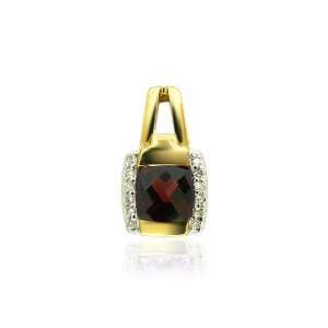  9ct Yellow Gold Garnet & Diamond Pendant Jewelry