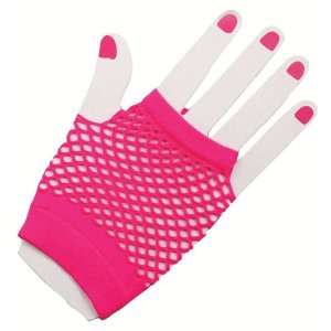  Forum Novelties Inc 80s Neon Pink Short Fishnet Adult Gloves / Pink 