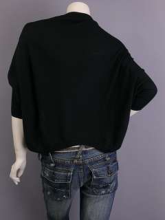 Black Bolero Shrug 3/4 Sleeved Cardigan Sweater M  