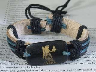 Surfer ox bone Hemp leather bracelet the zodiac  Virgo  