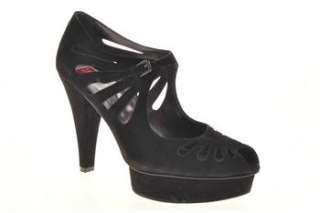 Nine West NEW Suede Womens Platform High Heels Black Medium Leather 6 
