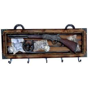   Shadow Box Coat Rack   Vintage Wood Wall Decor Rifle