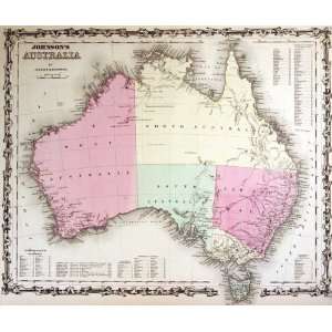  Johnson 1860 Antique Map of Australia