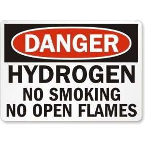  Danger: Hydrogen No Smoking No Open Flames Aluminum Sign 
