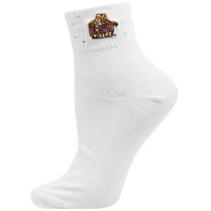    LSU Tigers Ladies White Rhinestone Ankle Socks: Sports & Outdoors