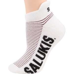   Salukis Ladies White Maroon Striped Ankle Socks