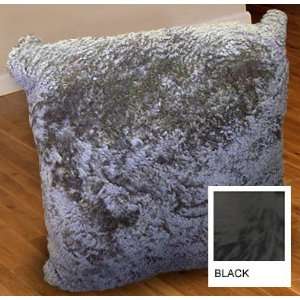  Sheepskin Curly Shorn Floor Cushion (Black) (32 x 32 