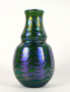 Charles Lotton Art Glass Vase Green Zipper 1976  
