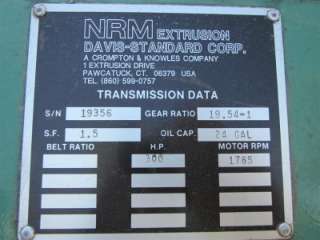 NRM Pacemaker III 32:1 L/D Extruder, Air Cooled, 300HP  