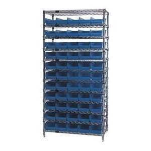   Chrome Wire Shelving With 55 4H Shelf Bins Blue: Home & Kitchen