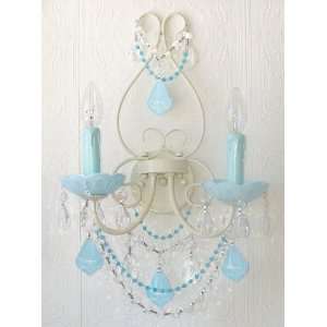   light Wall Sconce with Opal Aqua Blue Crystals