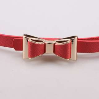 New Fashion Women Candy Color PU Leather Princess Double Bowknot Fine 