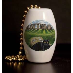  Cat in Stonehenge Porcelain Fan / Light Pull: Home 