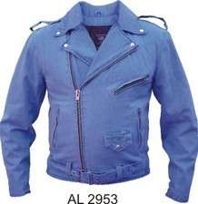 Allstate AL2953 Blue Denim Cotton Motorcycle Jacket  