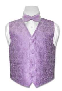   BOYS Solid LAVENDER PURPLE Paisley Dress Vest BOWTIE Set: Clothing