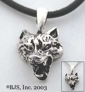 Silver Wolf Head Necklace, Wolf Jewelry, New, Wolves, Werewolf  