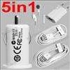 in 1 Dock + EU Wall + Car Charger 1M 2M 3M Cable For iPod iPhone 3G 