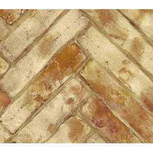  Clay Faux Herringbone Brick Wallpaper
