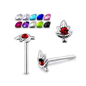  Jeweled Marijuana Straight Nose Pin Jewelry