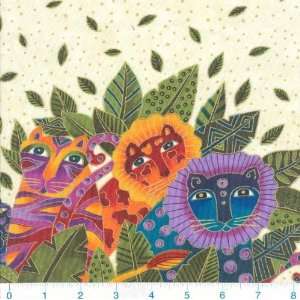   Wide Laurel Burch Jungle Songs Wild Ones Natural Fabric By The Yard