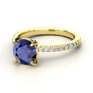  Candace Ring, Round Sapphire 14K Yellow Gold Ring with 