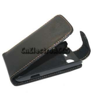 Black Flip Leather Case Cover Skin Pouch Shell for HTC Salsa C510e G15 